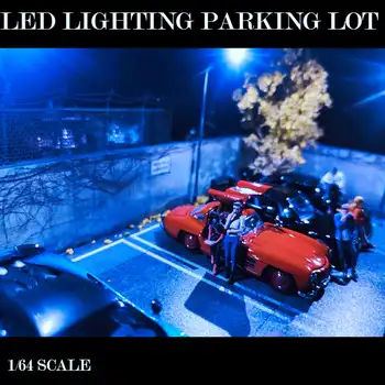 1/64 Diorama LED-Valgustid Garaaži Akrüül Kate Mudel Auto Parkla Kogumise Ekraan Jõulud kingitus lastele