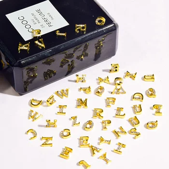 26 Rooma inglise Tähed Sulamist Küünte Võlu 3D Jaapani Metallist Särav Kuld Tähestik Nail Art Decor DIY Tähed Diamond Küünte Ehted