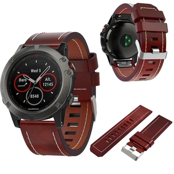 26mm Nahast Watch Band Rihma Garmin Fenix 5X 5XPlus 6X 3 3HR Smart Watchband Käepaela Sport Asendamine Käevõru Rihm
