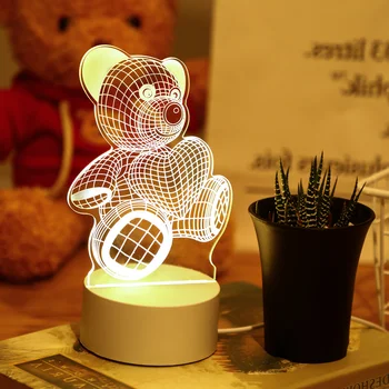 3D Lamp Akrüül USB LED Öösel Tuled Neoon Märk Lamp Xmas jõulukaunistused Kodu Magamistuba Sünnipäeva Decor Pulmad Kingitused