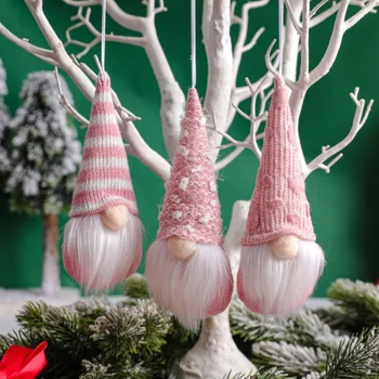 3tk Christmas Mini Nukk Gnome Jõulupuu Ripats Roosa -, Plüüš-Nukk Ripats Home Christmas Decoration Navidad 2022 Natal
