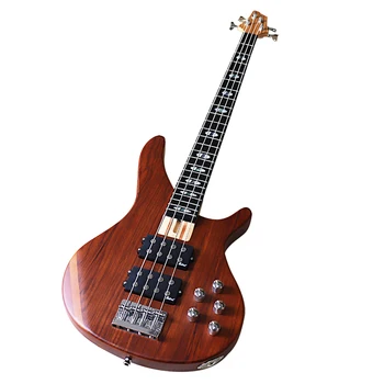 4-String, Active Bass Kitarr 43 Tolline Pruun Hickory Puit Top Polt kindel okumeepuit Tagasi ja Pool Electric Bass Kitarr
