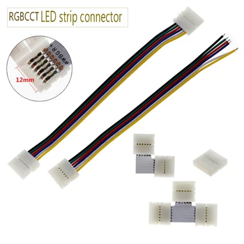 6Pin LED Riba Konnektor 12mm jaoks 5050 RGBCCT LED Riba Vaba Keevitus-Liides