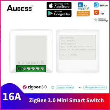 Aubess 16A ZigBee 3.0 Mini Smart Switch Toetab 1way 2way Jaoks Ewelink Tuya SmartThings Hub Koos Alexa Ja Google ' i Assistent