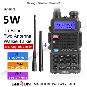 Baofeng Ham Raadio UV-5R III Tri-Band Walkie Talkie VHF 136-174Mhz/220-260Mhz/UHF 400-520Mhz 5W UV5R Sama nagu BF-R3 UV-5R A3 Takis