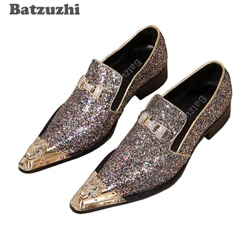 Batzuzhi 100% Brand New, Meeste Kingad Käsitöö Pikad Kuldsed Varba Kleit Meeste Kingad Läikiva Pulm/Isiku Kingad Sapatos Masculino
