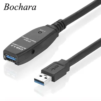 Bochara Aktiivne Repeater USB 3.0 pikenduskaabel Meeste ja Naiste OD7mm Sisseehitatud IC Kiibistik Foolium+Põimitud Varjestatud 5M 10M 15M