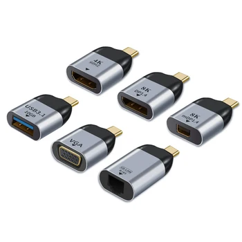 C-tüüpi USB-3.1/HDMI-ühilduvate/DP/VGA/Mini DP/RJ45 Adapter Video Converter Projektsioon 8k 60Hz USB-C (Meeste ja Naiste Adapter