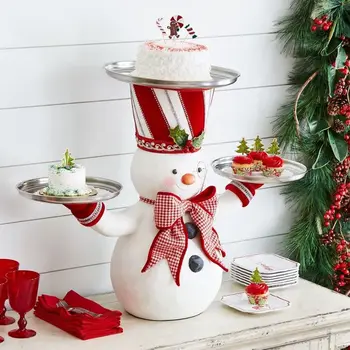 Christmas Snowman Kohtleb Omanik 3 Kandikud Vaik Desktop Skulptuur Home Christmas Decoration Praktiline jõulupidu
