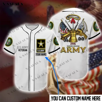 Custom Nimi USA Armee Veteran Lipu 1775 3D Print Silma Kiudaineid Pesapalli Jersey Särk Top Tee Mehed Streetwear Lühikesed Varrukad Sport