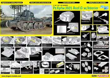 DRAGON 6290 1/35 saksa Pz.Kpfw.38(t) Ausf.G w/Interjöör mudeli komplekt