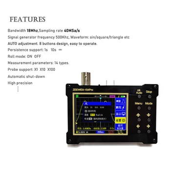 DSO154Pro 2,4-tolline Ekraan, Digitaalne Ostsilloskoop 40M diskreetimissagedus 1M/18MHz Analoog Ribalaius Toetust Signaali Generaator