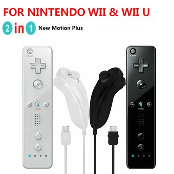 Eest Nintend Wii 2 In 1 Komplekti Bluetooth-ühilduva Juhtnuppu Kaugjuhtimispuldi SÜNKROONIMINE Gamepad Vasak Käsi/Nunchuck Vabatahtlik Motion Plus