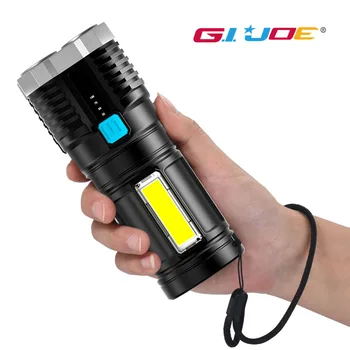 GIJOE Võimas LED Taskulamp Kaasaskantav pikamaa Tõrvik USB Laetav Prožektor Veekindel Tõmbamisega Kalapüügi Kerge