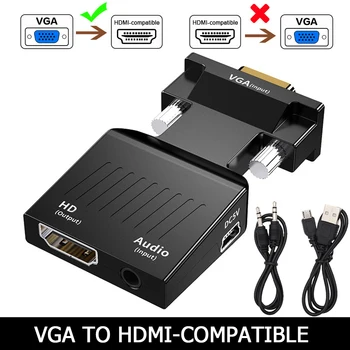 HD 1080P VGA HDMI-ga ühilduv Adapter HDMI-ühilduvate VGA Converter For PC Sülearvuti HDTV Projektoriga