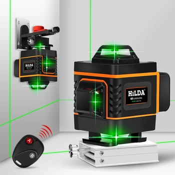 HILDA 16 Jooned 4P Laser Tasandil Füüsilisest Tasandamine 360 Horisontaalne Ja Vertikaalne Risti Super Võimas Roheline Laser Tasandil