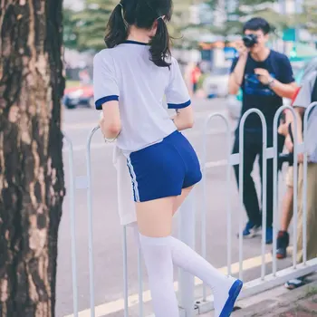 Jaapani Koolis Ühtne Naised Jersey Anime Cosplay Kostüüm Jõusaal Sportwear Cheerleader Võrkpall JK Sobiks T-Särk, lühikesed Püksid Bloomers