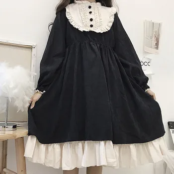 Jaapani Magus Tüdruk, Goth Punk Lolita Drees Kawaii Armas Pits Ruffle Puhvis Varrukad Drees Mood Elegantne Retro Lady Fairy Kleit