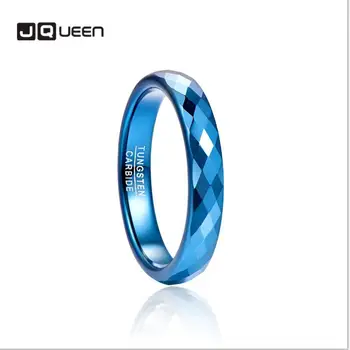 JQUEEN 4mm volframkarbiidi Ring Sinine Poleeritud Viimistlusega Rhombic Katkesta abielusõrmus Comfort Fit Rõngad Naiste, Meeste Ehted