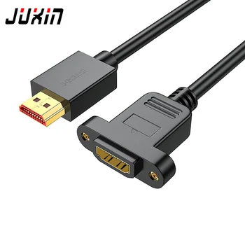 JUXIN HD-19+1 2.0 HDMI Meeste ja Naiste pikendusjuhe Kruvi Auk Panel Mount Toetab 4K 60Hz