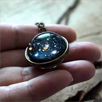 Kahepoolne Klaasist Kuppel Galaxy Kaelakee Päikesesüsteemi Kaelakee Ripats JewelryBirthday Kingitus