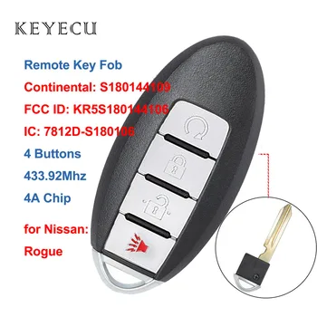Keyecu S180144109 Remote Auto Võti Fob 4 nuppu 433.92 Mhz 4A jaoks Nissan Rogue 2017 2018 FCC ID: KR5S180144106, IC: 7812D-S180106