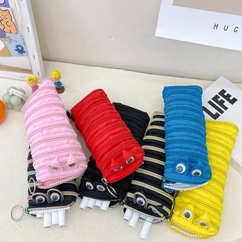Korea Naljakas Caterpillar Tõmblukk penaali Kirjatarvete Ladustamise Kott Armas Pliiatsi omanik Õpilane Pen Case for Kids Pliiats Kotti