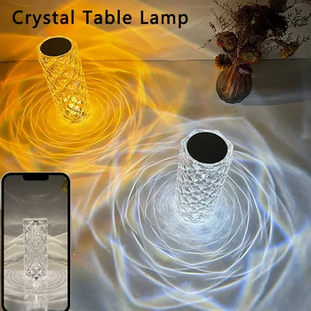 LED Crystal Tabel Lamp 3/16 Värvid Remote Touch Diamond Lambid Tuba Decor Atmosfääri Öö-Öö Valgust Desktop Projektor Tuled