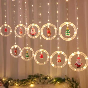 LED Jõulud Fairy String Tuled Uue Aasta Vanik Kardin Lamp Puhkus Teenetemärgi Kodus Magamistoa Aken USB Aku