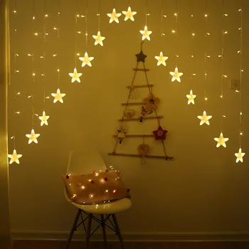 LED Jõulud Tuled String Vanik Ramadan Eid Kuu star Kardin Valguse Puu Kodu, Aed Pulmapidu Outdoor Indoor Decor