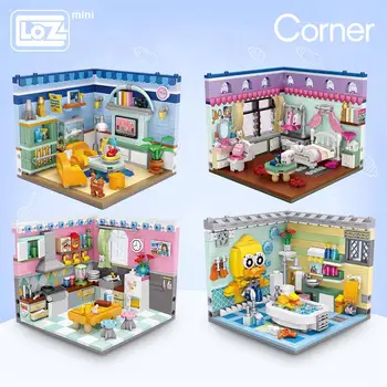 LOZ Mini ehitusplokid Hoone Plastikust Mänguasi kokku pandud Laste Mänguasi DIY Kodu Stseeni Mudel Nurgas stseen