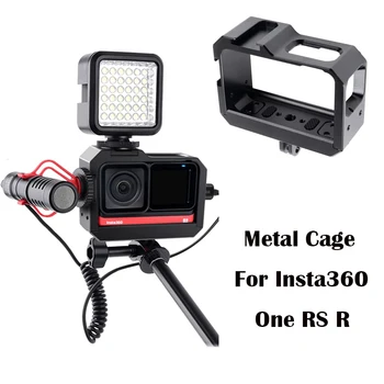 Metallist Puuris Insta360 Üks PP-R Kaamerad Raam koos Külma Kinga LED Mikrofon Vlog Puuri Eluaseme Piiri Protective Case