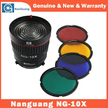 Nanguang NG-10X Fresneli läätsest Keskendudes Adapter Objektiivi Komplekt Bowen-sobivus LED Tuled 4 Värvi Filter