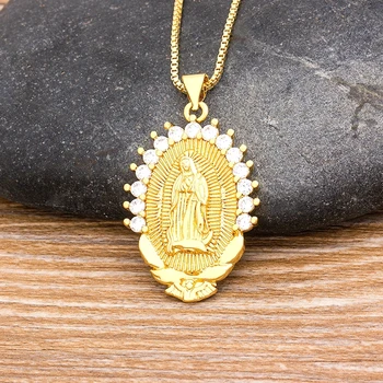 Nidin Hulgi-10 Stiilid Klassikaline Neitsi Maarja Ripats Kaelakee Kulla Värvi Our Lady of Guadalupe Usuliste Ehted Colar Kaelakee