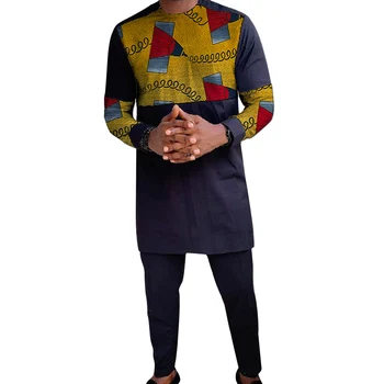 Nigeeria Mood Meeste Set Riided Segast Särgid Ja Püksid-Aafrika Prindi Isane Must Pant Sobib Pulmapidu Kanda