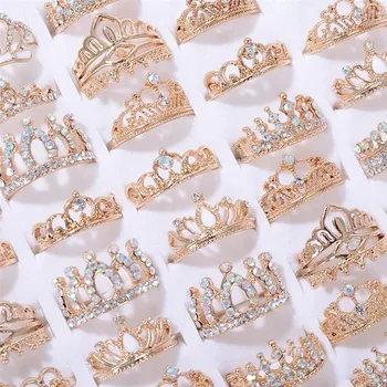 PINKSEE Mix 10tk Rhinestone Crown Rõngad Trendikas Võluv sõrmustes Naiste ja Tüdrukute Poole Ehted Aksessuaarid, Hulgimüük
