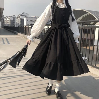 Preppy Stiilis Kleit Suveks Armas Must Lolita Särgid Riided Kooli Ühtne Vintage Tops Suspender Harajuku Jaapani Printsess Tüdruk