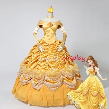 Printsess kleit, Kostüüm kaunitar ja koletis Belle Kleit Täiskasvanud Kleit, kollane kleit kleit v01