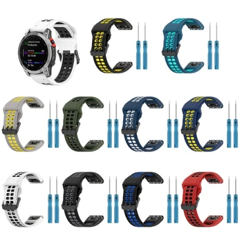 Silikoon Watchband eest Garmin Fenix 7S/7S Päikese/7S Sapphire Päikese/6S/Pro 6S/5S/5S Pluss instinkt 2S Dual Värvid Wriststrap Bracel