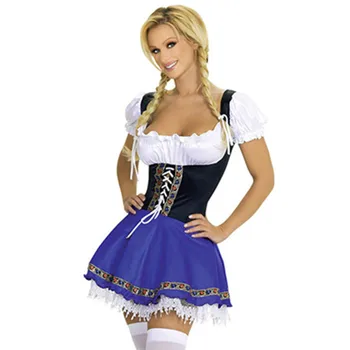 Sinine Seksikas Naiste Oktoberfest Kleit Daamid Naine Baieri saksa Tüdruk Naiskelner Teenindavad Neiu Kostüüm S-3XL Õlu Tüdruk Fancy Kleit