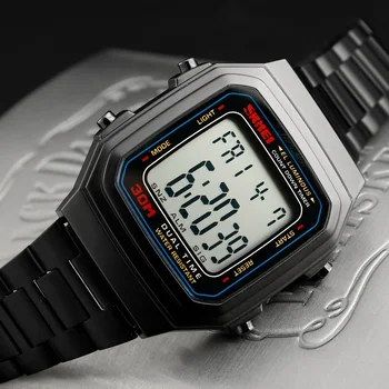 SKMEI Mens Kellad Top Brändi Luksus Sport Digital Watch Countdown Veekindel Roostevabast Terasest LED Käekellad Relogio Masculino