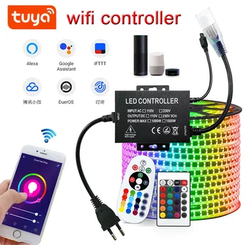 Tuya APP Smart WIFI 4pin RGB Kontroller, IR/RF-Kaugjuhtimispult 220V 110V RGB LED Valgus Home Decor Dimm Töötleja