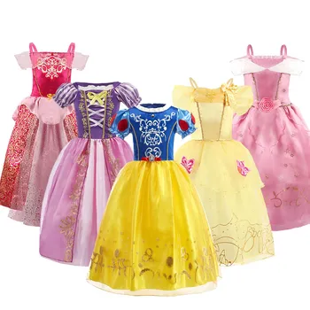 Tüdrukud Printsess Kleit 9 Stiilis Tangled Rapunzel Belle Uinuv Kaunitar Tuhkatriinu Lumi Valge Kostüüm Halloween Sünnipäeva Kleit