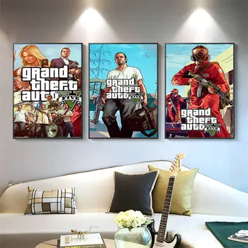 Video Mängu GTA 5 Grand Theft Auto Seina Art Poiss Piltide Kvaliteedi Home Decor Plakatid ja Pildid elutuba Teenetemärgi Seinamaaling