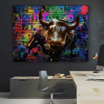 Vihane hispaania Bull Canvas Maali Seina Art Plakat Ja Loomade Art Prints Laadimine Bulli elutuba Kodu Dekoratiivsed Cuadros