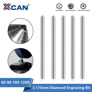 XCAN Diamond Graveerimine Bitti 3.175 mm 60 90 100 120D CNC Diamond Punkti Nikerdamist Milling Tool Lõikur Metalli Kivi lõikeriistaks
