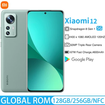 Xiaomi Mi 12 Ülemaailmse ROM 5G Nutitelefon Snapdragon 8 Gen 1 Okta Core 50MP Kaameraga 120HZ Ekraani 67W Kiire Tasuta 4500mAh Aku NFC