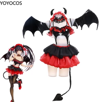 YOYOCOS Kuupäev Live Tokisaki Kurumi Cosplay Kostüümid Õudusunenägu Väike Kurat Cosplay Halloween Kostüüm Punane Tüdruk Kleit Seksikas Naine